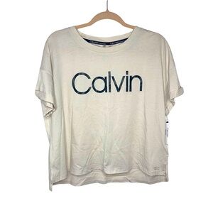 CALVIN KLEIN PERFORMANCE 100% Cotton Rolled Cuff Crop Top XL NWT